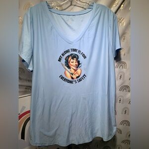 Light Blue Graphic Women's Top Upcycled